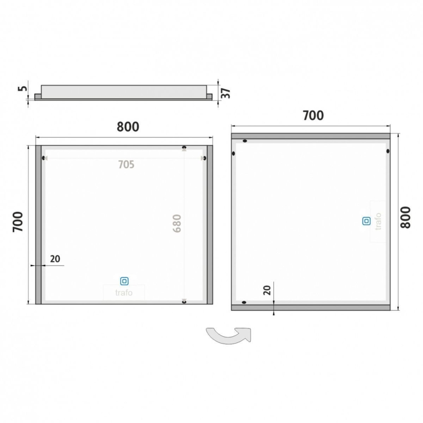 NIMCO ZP 11003V - LED Aptumšojams vannas istabas spogulis ar fona apgaismojumu LED/21W/230V 3000-6500K 70x80 cm IP44