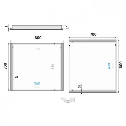 NIMCO ZP 11003VX - LED Aptumšojams vannas istabas spogulis ar fona apgaismojumu LED/21W/230V 3000-6500K 70x80 cm IP44