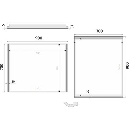 NIMCO ZP 11019 - LED vannasistabas spogulis ar integrētu apgaismojumu LED/21W/230V 6500K 70x90 cm IP44