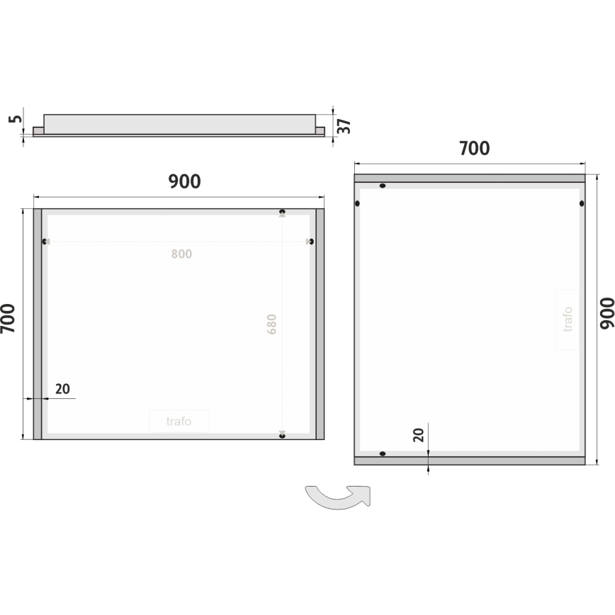 NIMCO ZP 11019 - LED vannasistabas spogulis ar integrētu apgaismojumu LED/21W/230V 6500K 70x90 cm IP44