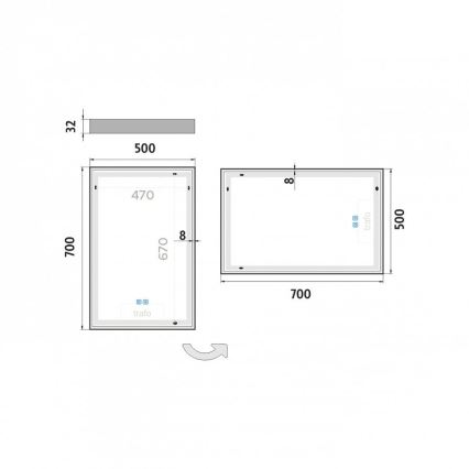 NIMCO ZP 13001VX - Regulējams LED vannas istabas spogulis ar aizmugurējo apgaismojumu LED/35W/230V 3000-6500K 70x50 cm IP44