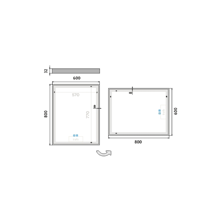 NIMCO ZP 13002VX - Regulējams LED vannas istabas spogulis ar apgaismojumu LED/41W/230V 3000-6500K 80x60 cm IP44