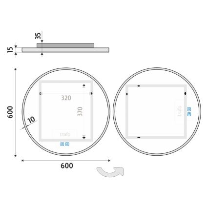 NIMCO ZP 26000RVX - LED Aptumšojams vannas istabas spogulis ar fona apgaismojumu LED/26W/230V 3000-6500K d. 60 cm IP44