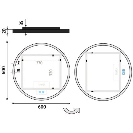 NIMCO ZPC 28000RVX-90 - LED Aptumšojams vannas istabas spogulis ar fona apgaismojumu LED/26W/230V 3000-6500K d. 60 cm matēts melna IP44