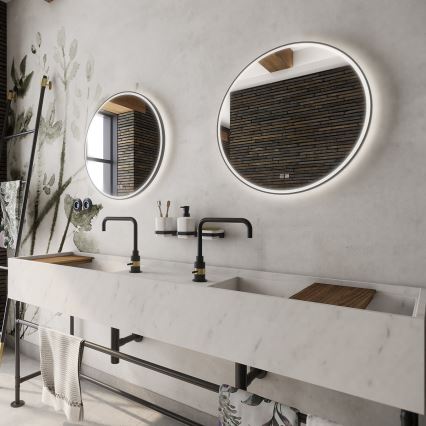 NIMCO ZPC 28000RVX-90 - LED ar regulējamu spilgtumu vannas istabas aizmugurēji apgaismots spogulis LED/26W/230V 3000-6500K Ø 60 cm matēts melns IP44