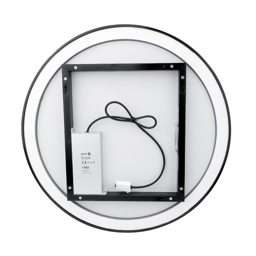 NIMCO ZPC 28000RVX-90 - LED ar regulējamu spilgtumu vannas istabas aizmugurēji apgaismots spogulis LED/26W/230V 3000-6500K Ø 60 cm matēts melns IP44