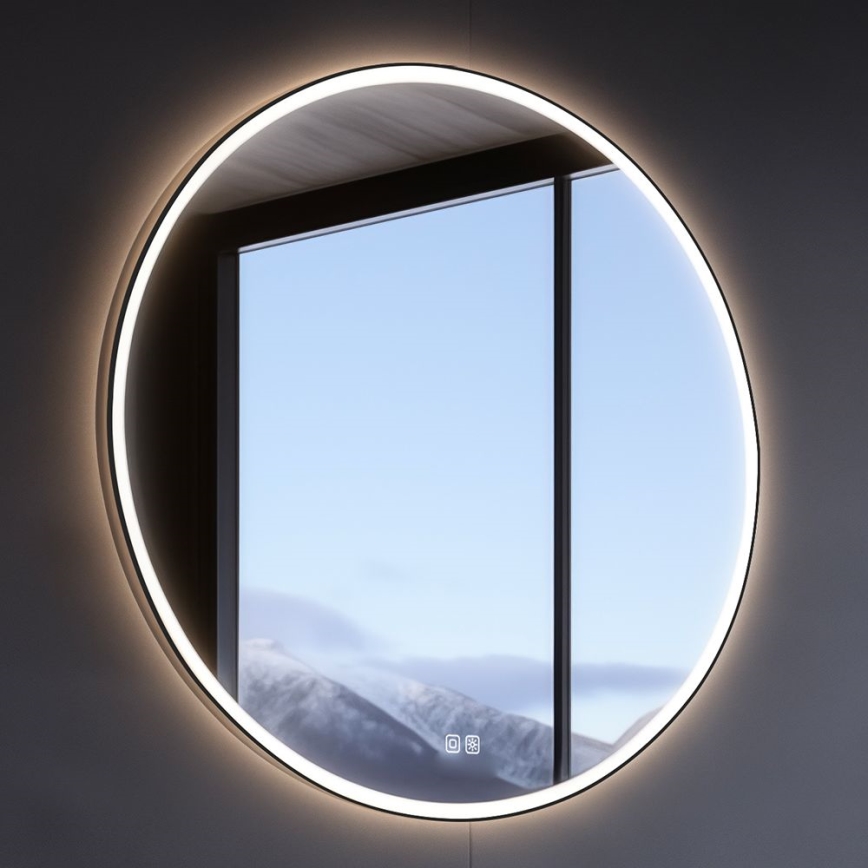 NIMCO ZPC 28001RVX-90 - LED Aptumšojams vannas istabas spogulis ar fona apgaismojumu LED/33W/230V 3000-6500K d. 70 cm matēts melna IP44