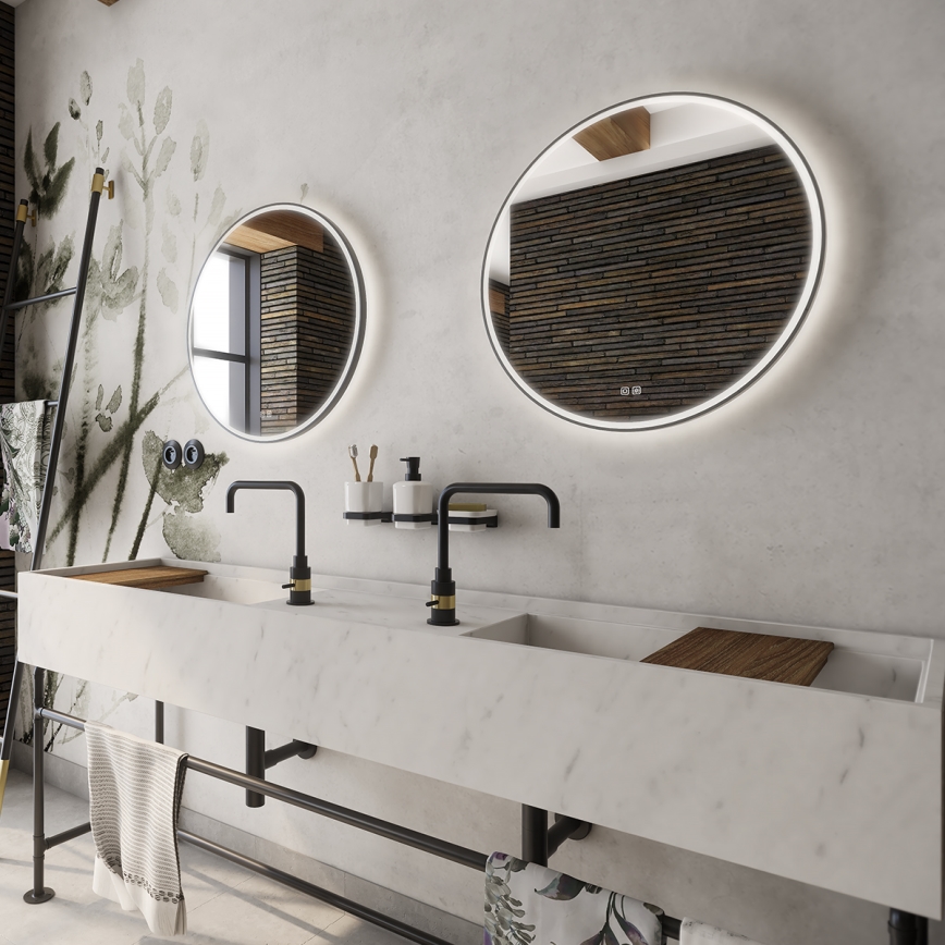 NIMCO ZPC 28001RVX-90 - LED vannas istabas spogulis ar regulējamu spilgtumu, apgaismots LED/33W/230V 3000-6500K Ø 70 cm matēts melns IP44