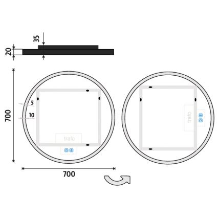 NIMCO ZPC 28001RVX-90 - LED vannas istabas spogulis ar regulējamu spilgtumu, apgaismots LED/33W/230V 3000-6500K Ø 70 cm matēts melns IP44