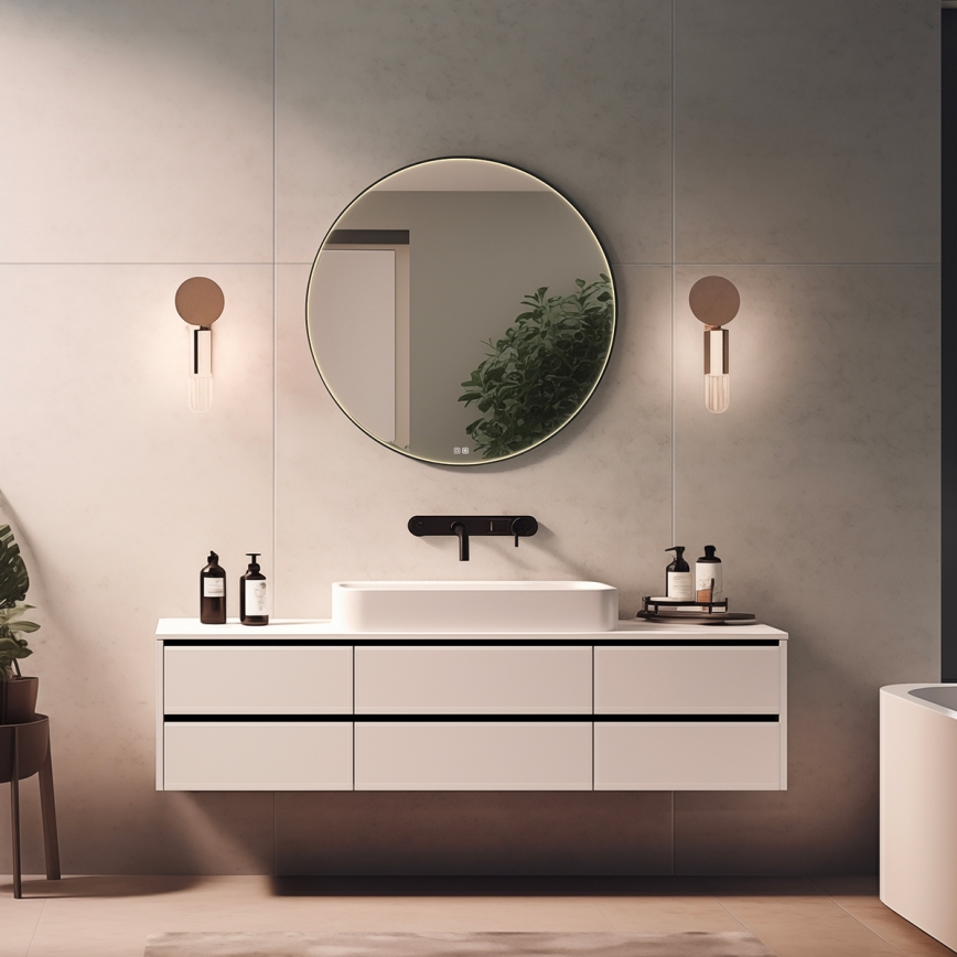 NIMCO ZPC 31000RVX-90 - LED dimējams vannas istabas spogulis ar aizmugures apgaismojumu LED/20W/230V 3000-6500K Ø 60 cm matēta melna IP44