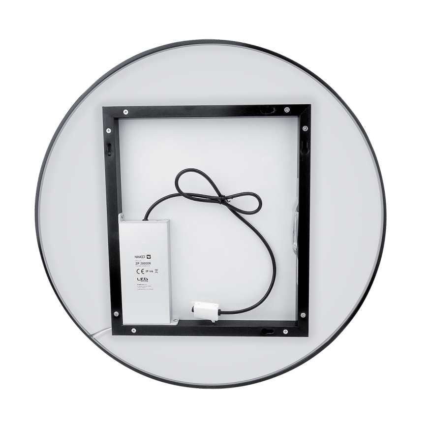 NIMCO ZPC 31000RVX-90 - LED Aptumšojams vannas istabas spogulis ar fona apgaismojumu LED/20W/230V 3000-6500K d. 60 cm matēts melna IP44