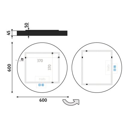 NIMCO ZPC 31000RVX-90 - LED Aptumšojams vannas istabas spogulis ar fona apgaismojumu LED/20W/230V 3000-6500K d. 60 cm matēts melna IP44