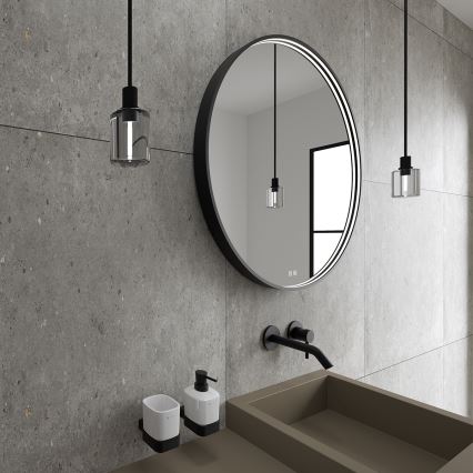 NIMCO ZPC 31001RVX-90 - LED regulējams vannas istabas spogulis ar aizmugurējo LED apgaismojumu LED/22W/230V 3000-6500K diam. 70 cm matētas melnas krāsas IP44