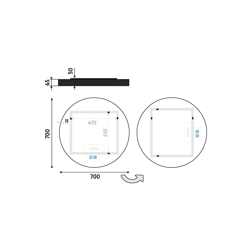 NIMCO ZPC 31001RVX-90 - LED regulējams vannas istabas spogulis ar aizmugurējo LED apgaismojumu LED/22W/230V 3000-6500K diam. 70 cm matētas melnas krāsas IP44