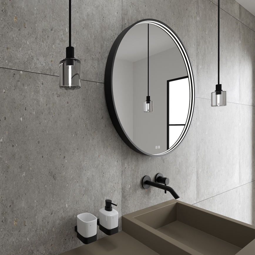 NIMCO ZPC 31002RVX-90 - LED dimējams vannasistabas aizmugurēji apgaismots spogulis LED/26W/230V 3000-6500K, Ø 80 cm, matēta melna, IP44