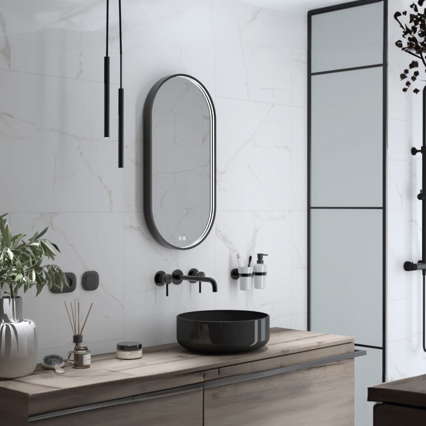 NIMCO ZPC 32002LVX-90 - LED spogulis vannas istabai ar regulējamu spilgtumu un aizmugurējo apgaismojumu LED/25W/230V 3000–6500K 80x40 cm, matēts melns, IP44