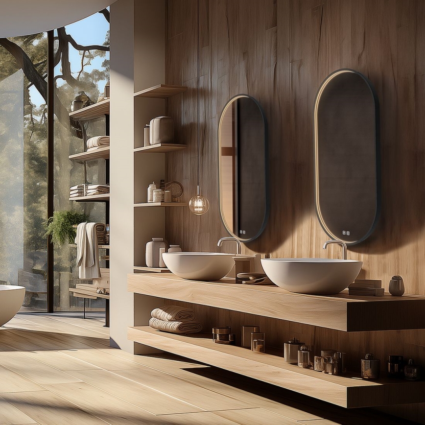 NIMCO ZPC 32002LVX-90 - LED spogulis vannas istabai ar regulējamu spilgtumu un aizmugurējo apgaismojumu LED/25W/230V 3000–6500K 80x40 cm, matēts melns, IP44