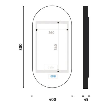 NIMCO ZPC 32002LVX-90 - LED spogulis vannas istabai ar regulējamu spilgtumu un aizmugurējo apgaismojumu LED/25W/230V 3000–6500K 80x40 cm, matēts melns, IP44