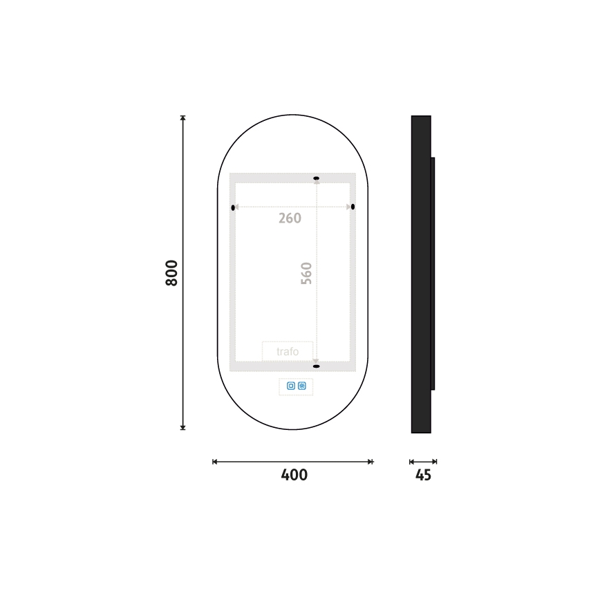 NIMCO ZPC 32002LVX-90 - LED Aptumšojams vannas istabas spogulis ar fona apgaismojumu LED/25W/230V 3000-6500K 80x40 cm matēts melna  IP44