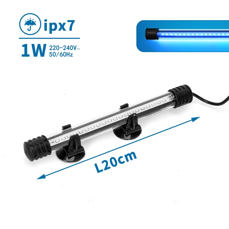Nobleza - LED Akvārija apgaismojums LED/1W/230V IPX7 20 cm