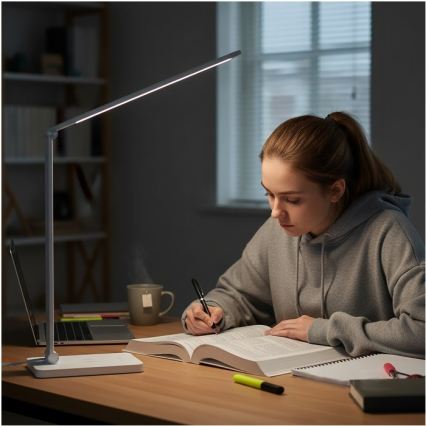 LED regulējama galda lampa ar bezvadu QI uzlādi NOBLITE Q LED/7W/230V 3000/4000/6500K balta