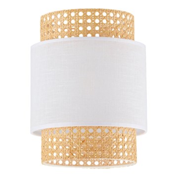 Nomaiņas abažūrs galda lampai un lustrai BOHO E27, diam. 20 cm, ratāns/balts