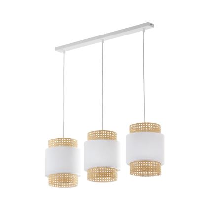 Nomaiņas abažūrs galda lampai un lustrai BOHO E27, diam. 20 cm, ratāns/balts