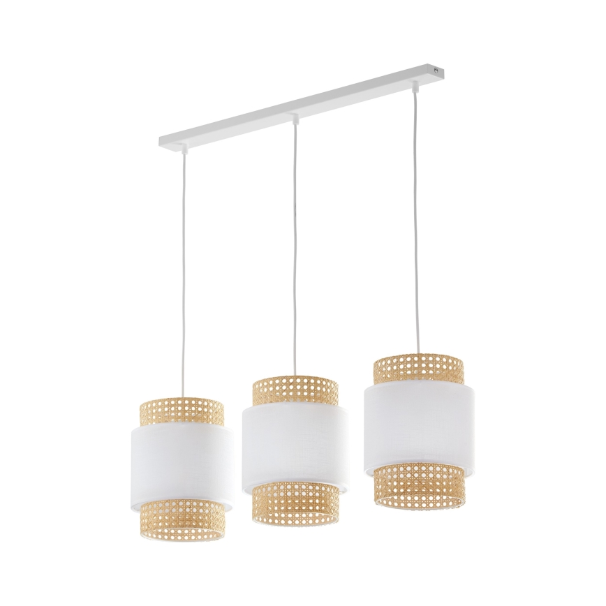 Nomaiņas abažūrs galda lampai un lustrai BOHO E27, diam. 20 cm, ratāns/balts