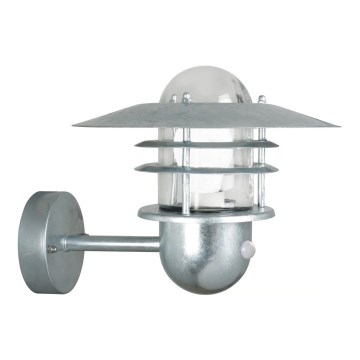 Nordlux - Āra sienas gaismeklis AGGER ar sensoru 1xE27/60W/230V IP54 sudraba krāsā