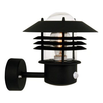 Nordlux - Āra sienas gaismeklis ar sensoru VEJERS 1xE27/60W/230V IP54 sudraba