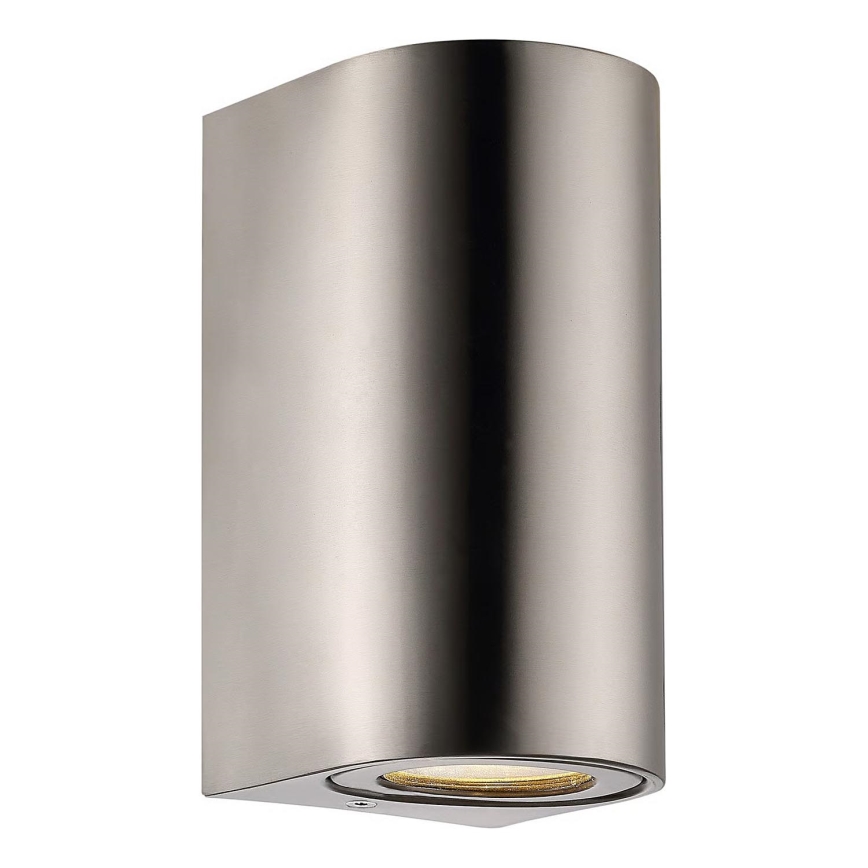 Nordlux - Āra sienas gaismeklis CANTO 2xGU10/28W/230V IP44 nerūsējošais tērauds