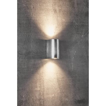 Nordlux - Āra sienas gaismeklis CANTO 2xGU10/28W/230V IP44 sudraba