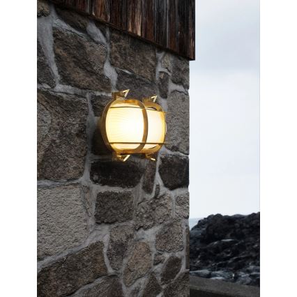 Nordlux - Āra sienas gaismeklis HELFORD 1xE27/12,5W/230V IP64 misiņš
