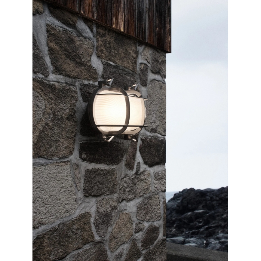 Nordlux - Āra sienas gaismeklis HELFORD 1xE27/12,5W/230V IP64 pelēks
