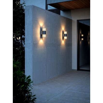 Nordlux - Āra sienas lampa ALUDRA 2xE27/15W/230V IP54 antracīta