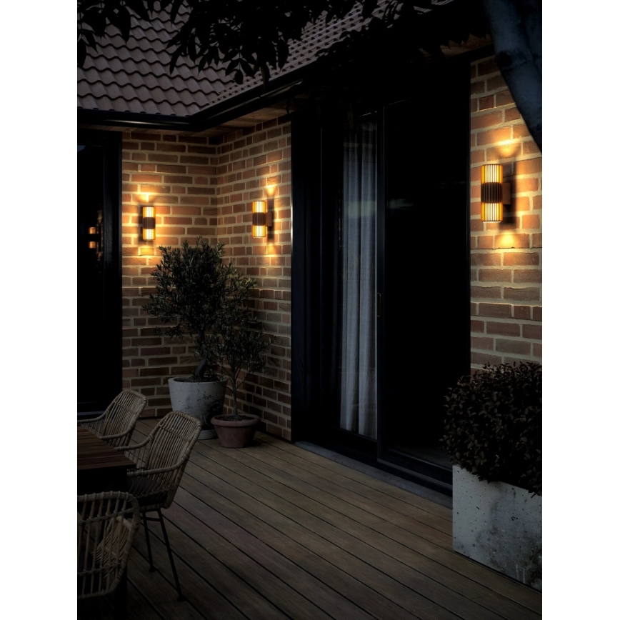 Nordlux - Āra sienas lampa ALUDRA 2xE27/15W/230V IP54 brūna