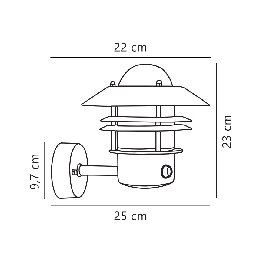 Nordlux - Āra sienas lampa ar sensoru BLOKHUS 1xE27/60W/230V IP54