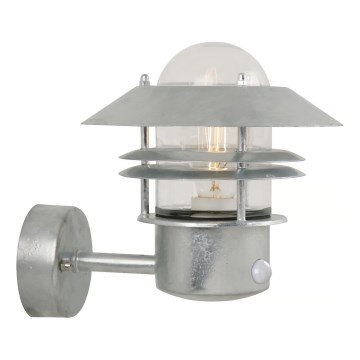 Nordlux - Āra sienas lampa ar sensoru BLOKHUS 1xE27/60W/230V IP54