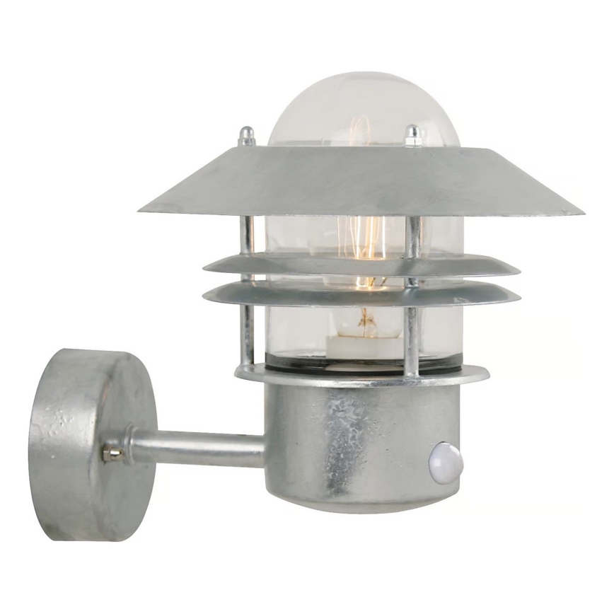 Nordlux - Āra sienas lampa ar sensoru BLOKHUS 1xE27/60W/230V IP54