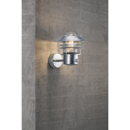 Nordlux - Āra sienas lampa ar sensoru BLOKHUS 1xE27/60W/230V IP54