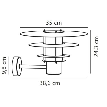 Nordlux - Āra sienas lampa BASTIA 1xE27/20W/230V IP54 melna