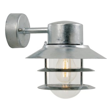 Nordlux - Āra sienas lampa BLOKHUS 1xE27/60W/230V IP54 sudraba