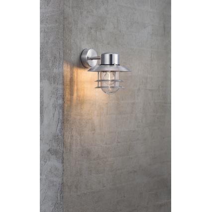 Nordlux - Āra sienas lampa BLOKHUS 1xE27/60W/230V IP54 sudraba