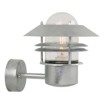 Nordlux - Āra sienas lampa BLOKHUS 1xE27/60W/230V IP54 sudraba