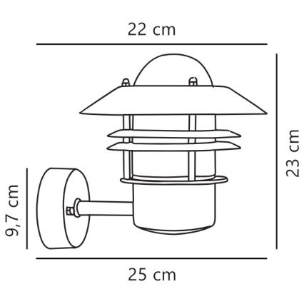 Nordlux - Āra sienas lampa BLOKHUS 1xE27/60W/230V IP54 sudraba