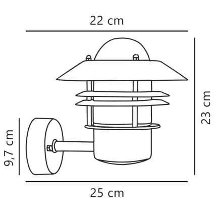 Nordlux - Āra sienas lampa BLOKHUS 1xE27/60W/230V IP54 varš