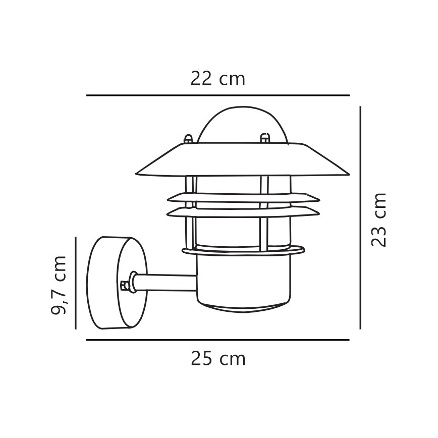 Nordlux - Āra sienas lampa BLOKHUS 1xE27/60W/230V IP54 varš