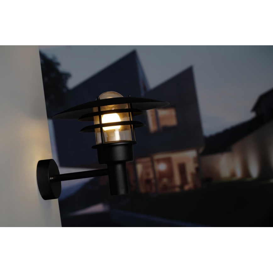 Nordlux - Āra sienas lampa LONSTRUP 1xE27/60W/230V IP44 melna