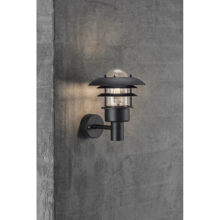 Nordlux - Āra sienas lampa LONSTRUP 1xE27/60W/230V IP44 melna