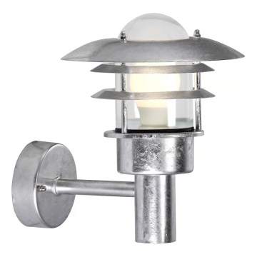 Nordlux - Āra sienas lampa LONSTRUP 1xE27/60W/230V IP44 sudraba
